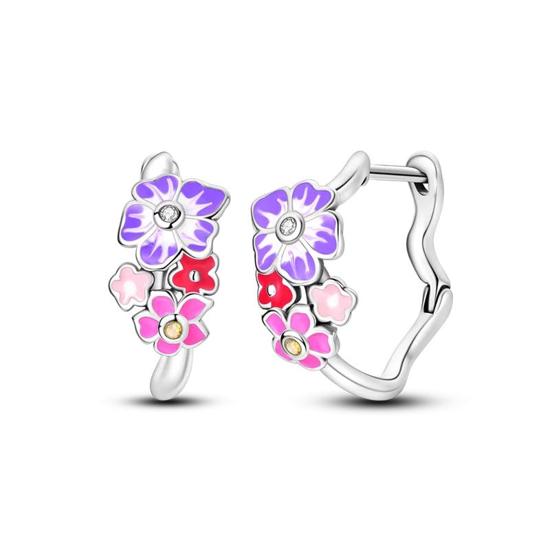 925 Sterling Silver Purple Series Feather Butterfly Dream Catcher Firefly Zircon Earrings for Women Luxury Jewelry Wedding Gift