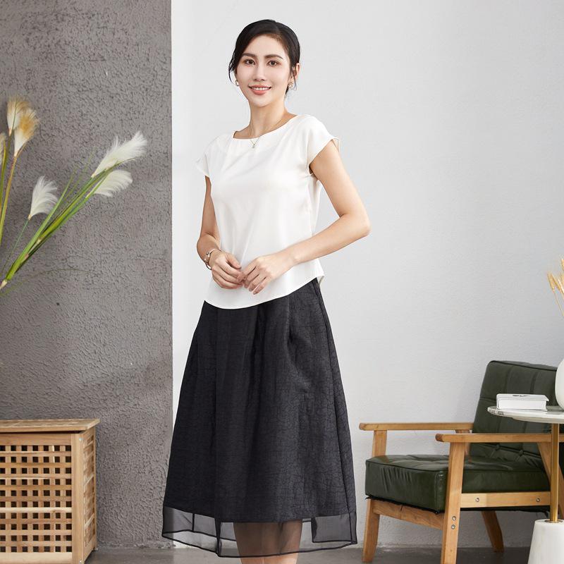 Women's Loose Silk Mulberry Short-Sleeve T-Shirt - Korean Style Sleeveless Summer Top