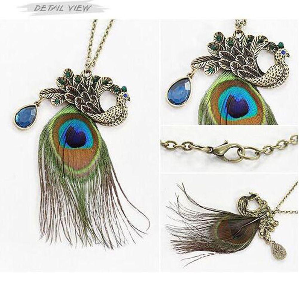 Charm Women Lady Necklace Jewelry Vintage Retro Feather Sweater Long Peacock Charm Women Lady Necklace Jewelry Vintage Retro Feather Sweater Long Peacock