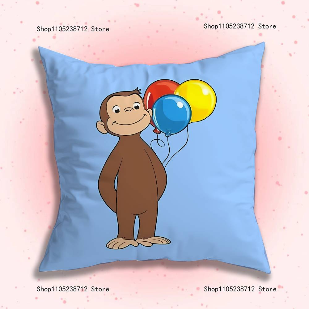 C-Curious Affe G-George Kissenbezug Kissenhülle Kissen Plüsch Jungen Mädchen Cartoon Anime Kawaii Dekoration Kindergeburtstag Niedliche Geschenke