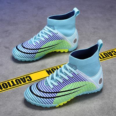 Broken Nails High-top Children's Football Shoes Medium and Large Children's Five-a-side Indoor and Outdoor Training Artificial Turf Sports Shoes