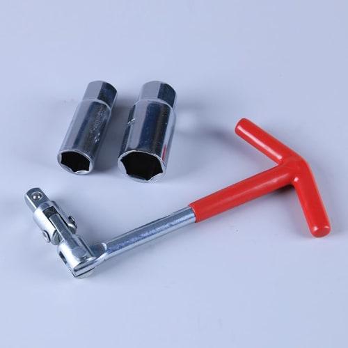 HOOWDAMY Spark Plug Socket, 16-21mm, T-Handle, Spark Plug Wrench, 360-Degree Adjustable Socket Wrench, Red, Car Maintenance Set