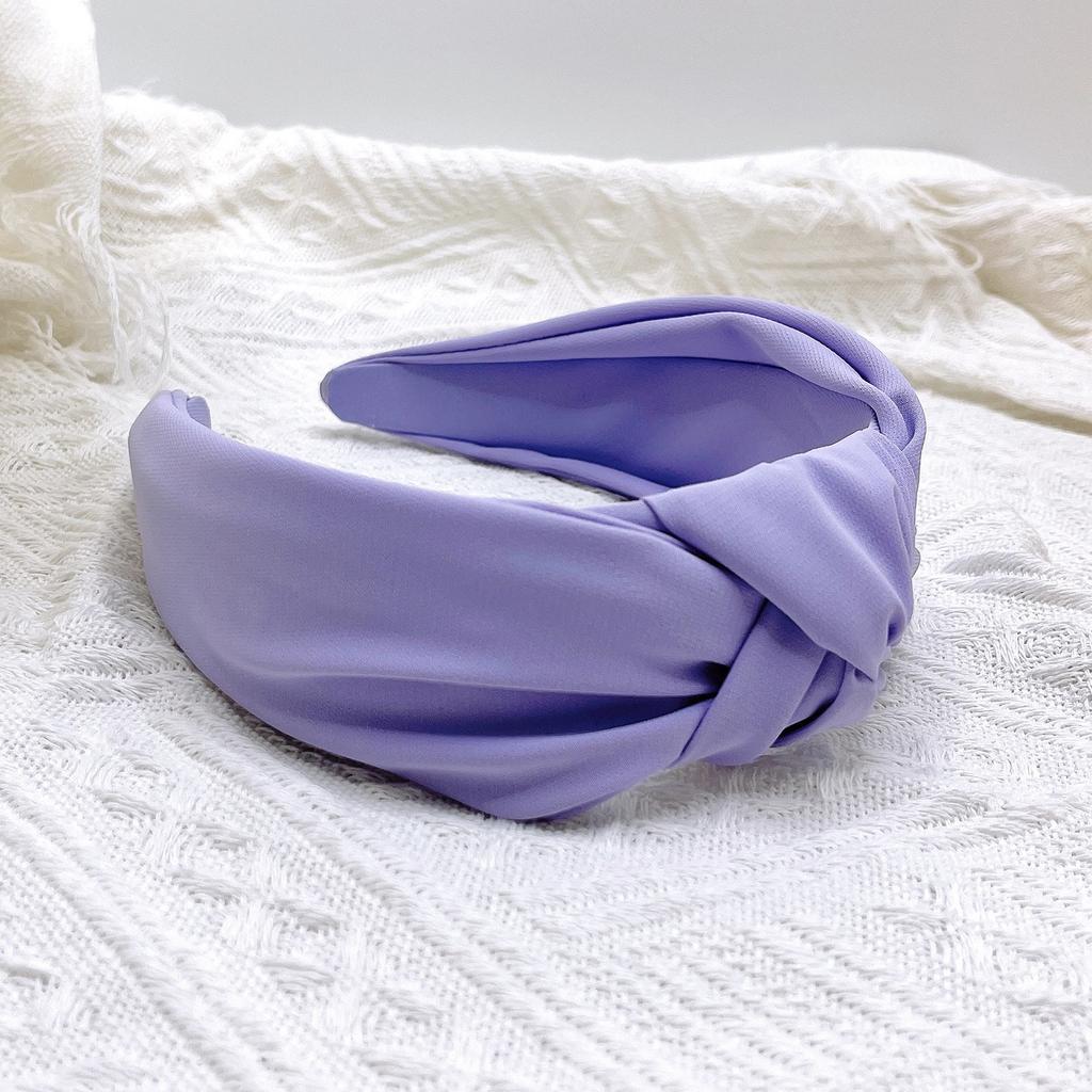 PROLY Nové módní vlasové doplňky pro ženy Široká strana Uzel uprostřed Turban Jednobarevná ležérní čelenka do vlasů