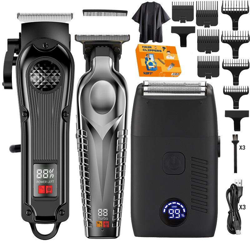 Parent-Child LCD Hair Clippers Set with Digital Display - Long-Lasting Battery Electric Trimmer and Shaver for Home Use