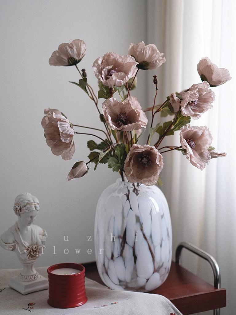 Vallmo Konstblommor - Lyxig Blomsterbukett för Vardagsrumsinredning
