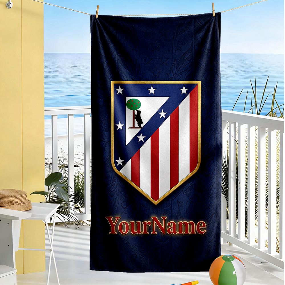 Atletico Madrid Personalized Text Beach Towel Super Soft & Absorbent Suitable for Sports Travel Swimming Yoga Bathroom Beach And Pool