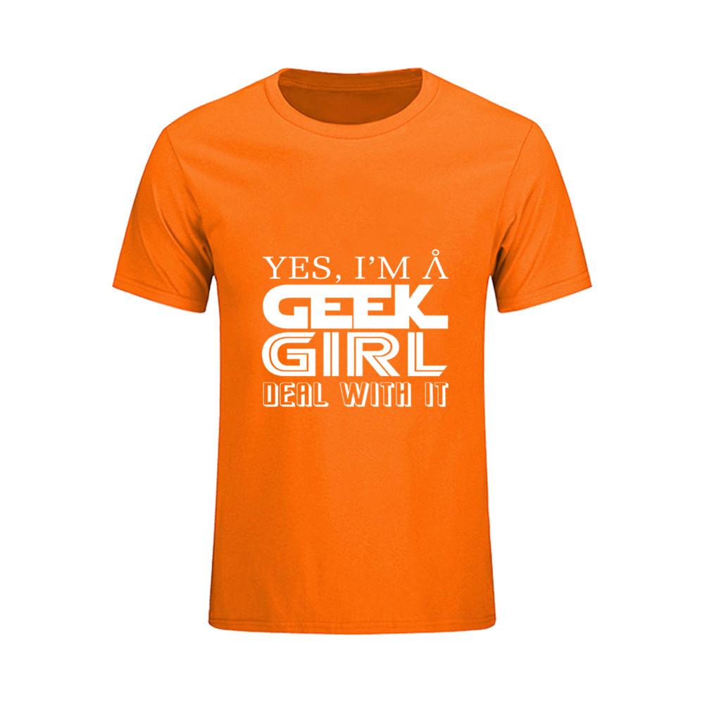 Men S T Shirts Cotton Short Sleeve O Neck Yes I Am A Geek Girl Deal