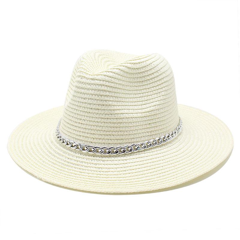 Spring And Summer Sunscreen Outdoor Sunshade Panama Hat Flat-Brimmed Retro Jazz Top Hat Men'S And Women'S Straw Hats