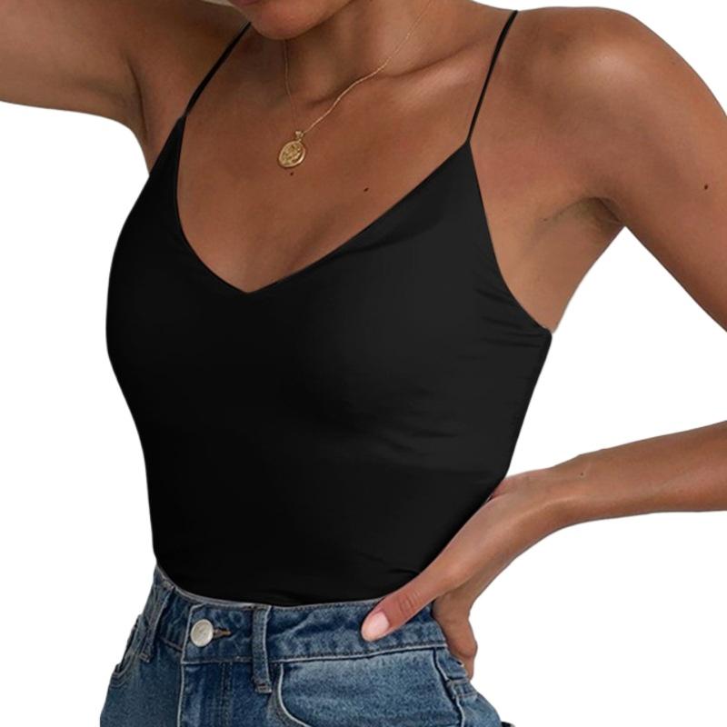 New For Women'S Summer, Solid Color Suspender Bottoming Shirt, Slim-Fitting Small Vest, Women'S Suspender Shirt Outside