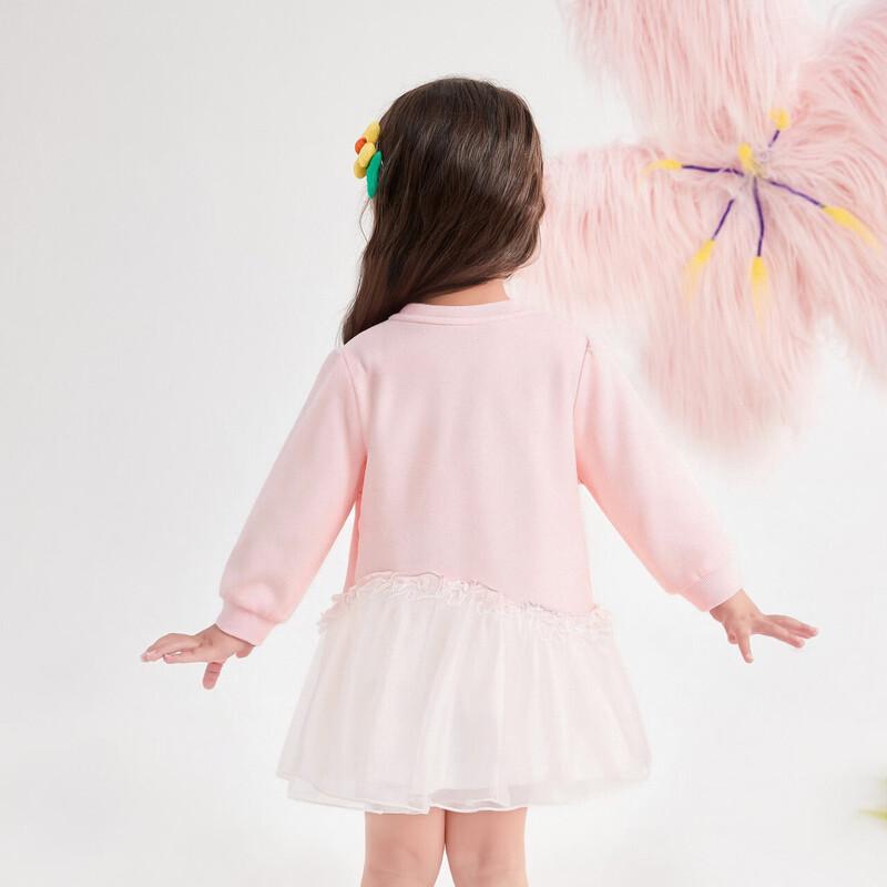 DEESHA Girls  Printed Long-Sleeve Sweatshirt Mesh Dress 120