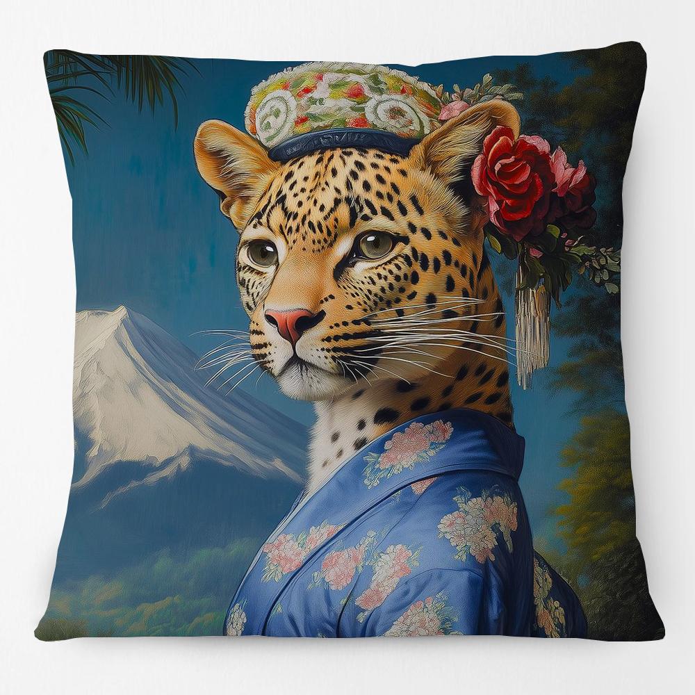 European Retro Vintage Royal Animals Portraits Leopard Panther Dog Cat Cushion Covers Sofa Pillowcase