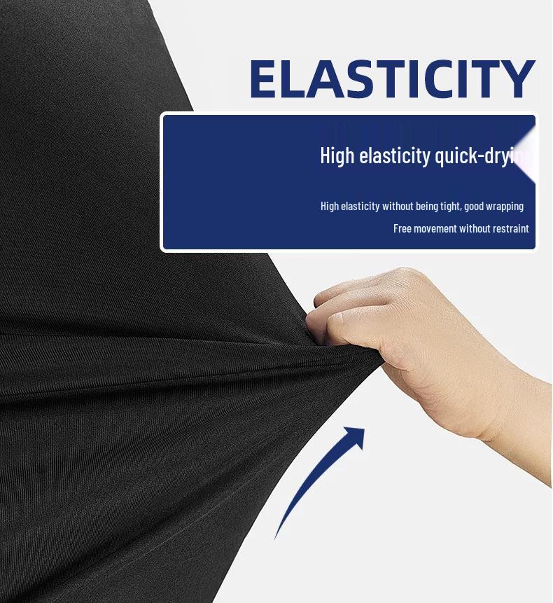 Men's Silk Grid High-Neck Performance T-Shirt - Elastic, Quick-Dry, Long-Sleeve for Autumn/Winter Running.