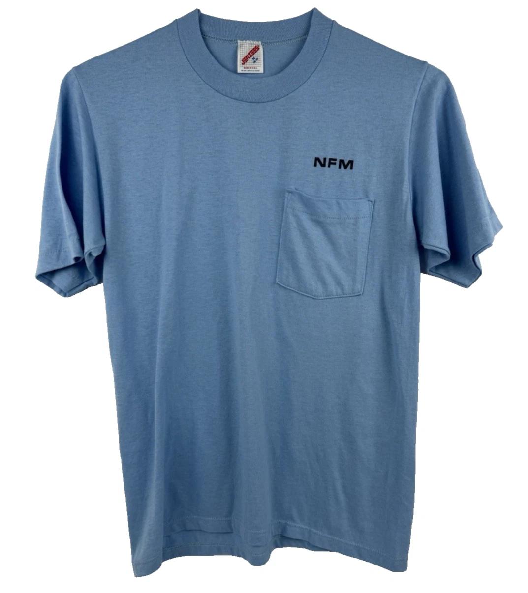 VTG Jerzees Pocket T-Shirt Thin Sz Small Blue NFM Nebraska Furniture Mart S.S. 3XL