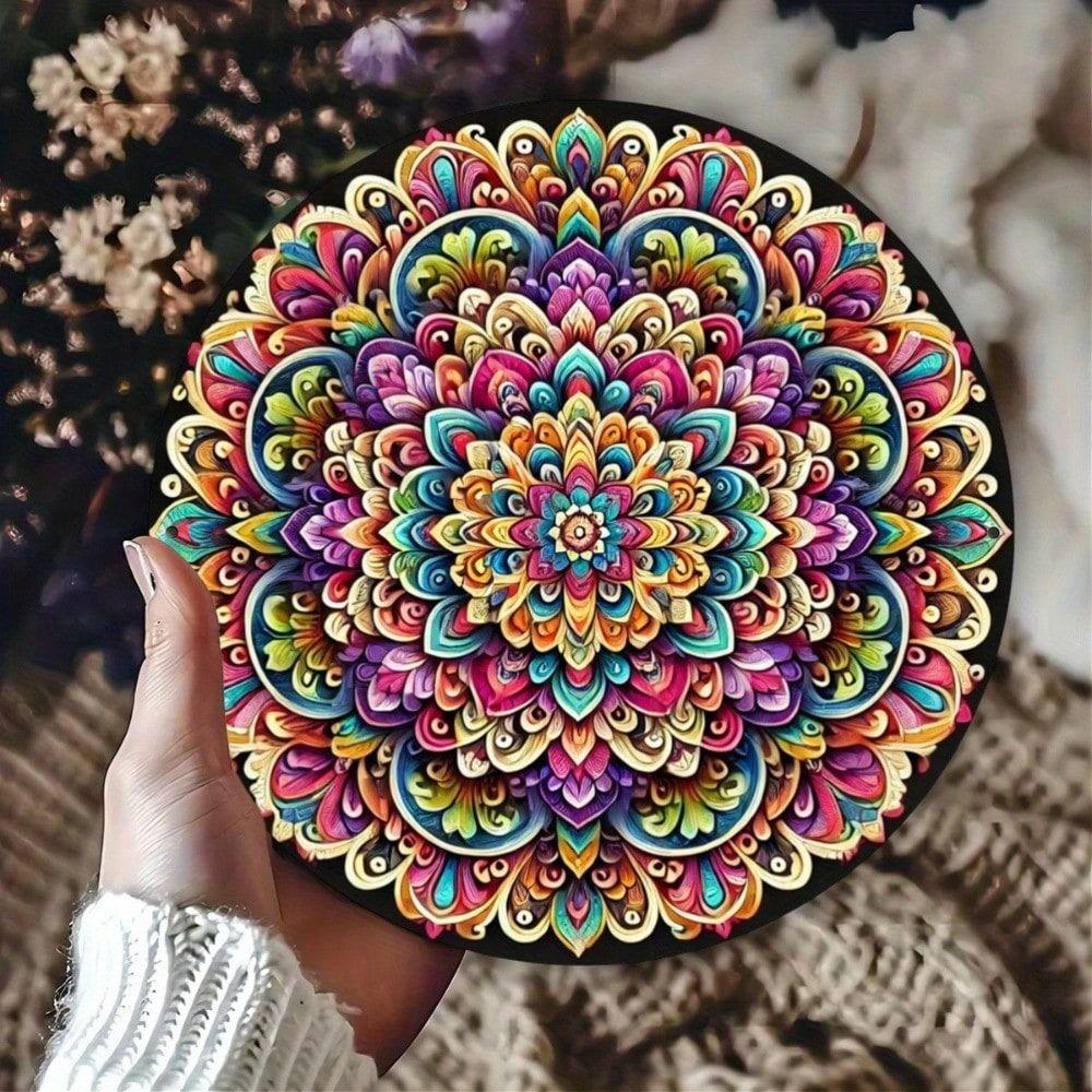 

Round Metal Sign Mandala Boho 8x8 Wall Art Decor for Living Room