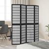 4 Piece Black Folding Screen Solid Paulownia Wood