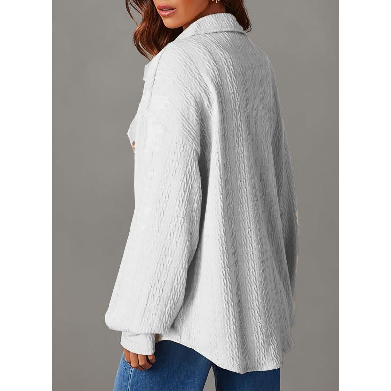 Women's Fashion Casual Solid Color Print Autumn Winter Long Sleeve POLO Neck Jackets & Coats