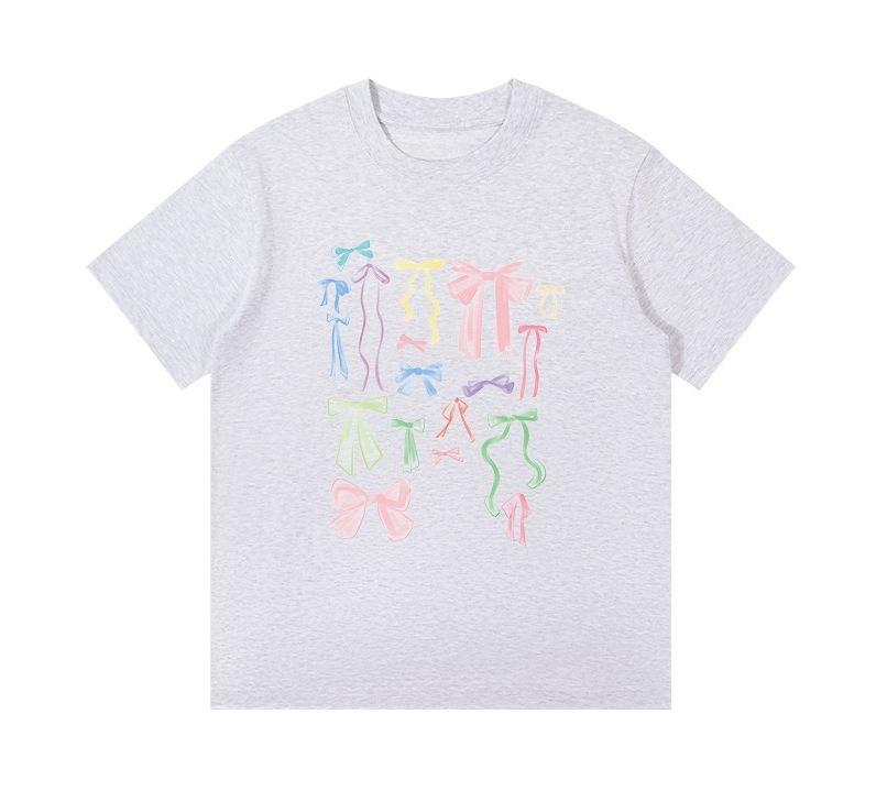 Small and Trendy Brand Design Sense Printed Short-sleeved T-shirts for Men and Women, Korean Summer Pure Cotton Ins