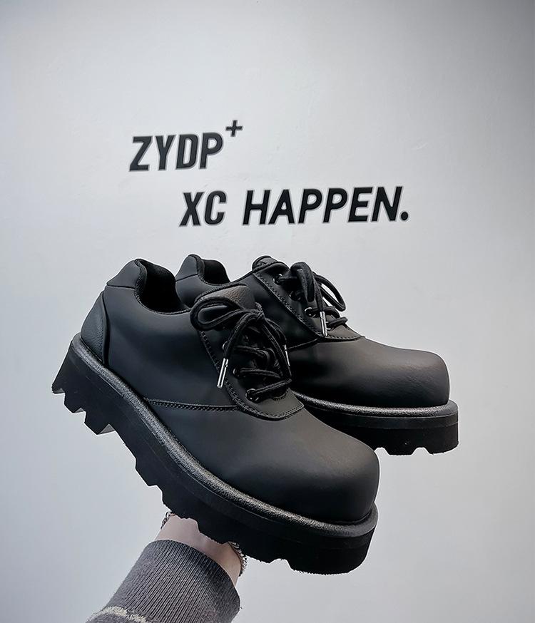 

2024 Carbon Black Derby Shoes Men s Height Commuter Big Head Shoes British Style Round Head Platform Retro Leather Shoes 60706-A 38 чёрный