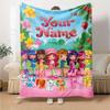 Name Custom Strawberry short cake Print Flannel Blanket High Quality Warm Comfortable Cover for All Seasons Perfect for Gifts Home Decor