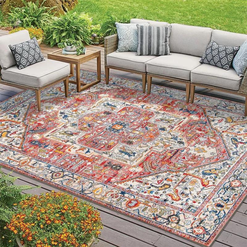 VIAKMA Bohemian-Style Outdoor Carpet For Home Decoration, Anti-Mold, Moisture-Proof And Dirt-Proof Summer Terrace Camping Mat