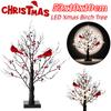 Mini Birch Tree LED Cardinal Little Red Bird Table Decoration Vintage Glowing Tree with Cardinals Lighted for Xmas Home Tabletop