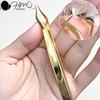 5/1pcs New Stainless Steel Isolation Tweezers  for Eyelash Extension High Precision Gold Curved Straight Lashes Fan Tweezer Tool