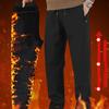 Autumn and Winter Plus Size Men's Warm Leg Tied Flat Leg Pants Sporty and Casual Comfortable Loose and Plush Solid Color Pants