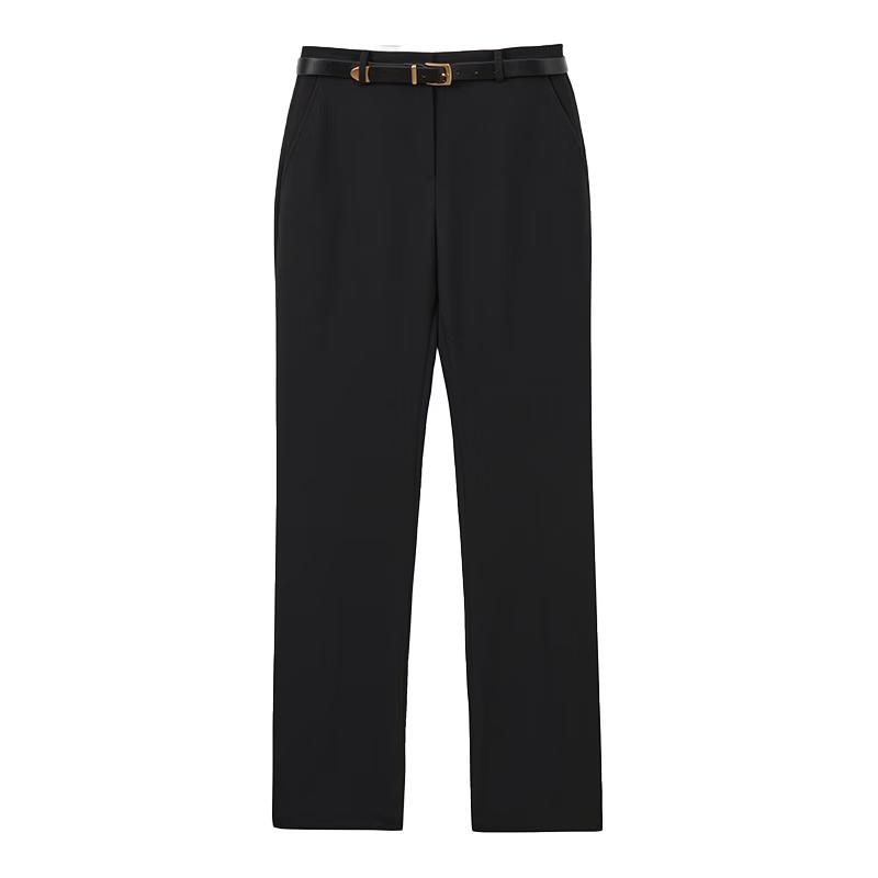LANCY Women's High-Waist Black Commuter Suit Trousers