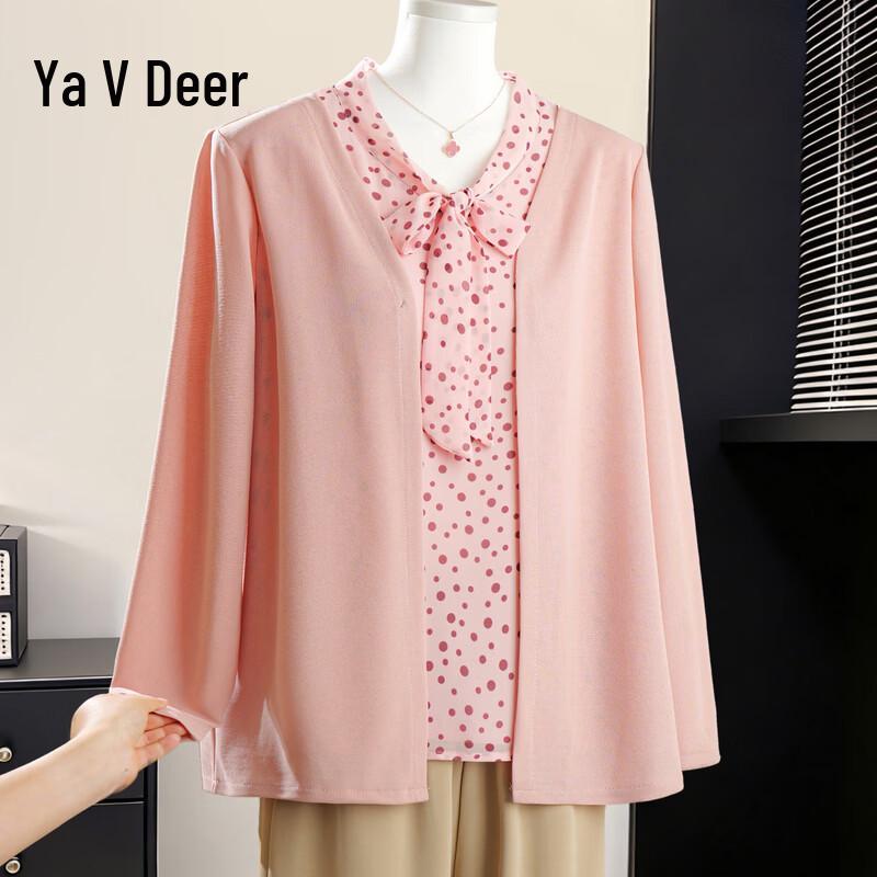 Yalu Women s Layered Look Chiffon Long Sleeve Top 3XL