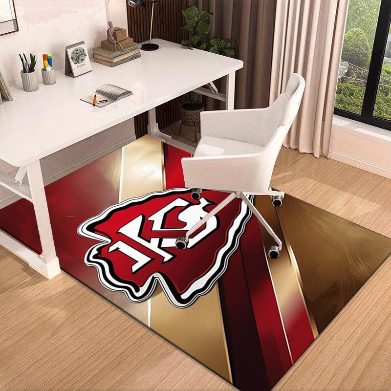 Stadt Chiefs Emblem Bedruckter Teppich für Büro, Stuhlunterlage, Dekorativer Teppich Bodenmatte, Große Größe Fan Geschenke Weihnachtsgeschenke