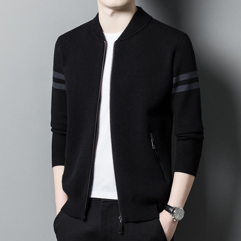 New Knitted Cardigan for Men's Outer Wear Spring and Autumn Knitted Sweater Jacket for Men Stand Collar Casual Men's Sweater Zipper