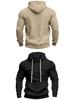 Men's American Style Heavyweight Plus Velvet Hooded Outdoor Workwear Sweatshirt - Multi-Pocket, Long Sleeve, Autumn/Winter Warmth