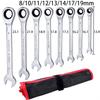 Combination Wrench Set, 8-22mm Metric Flex Head Ratcheting Wrench, Chrome Vanadium Steel Spanner with Bag Car Repair Tools Sets