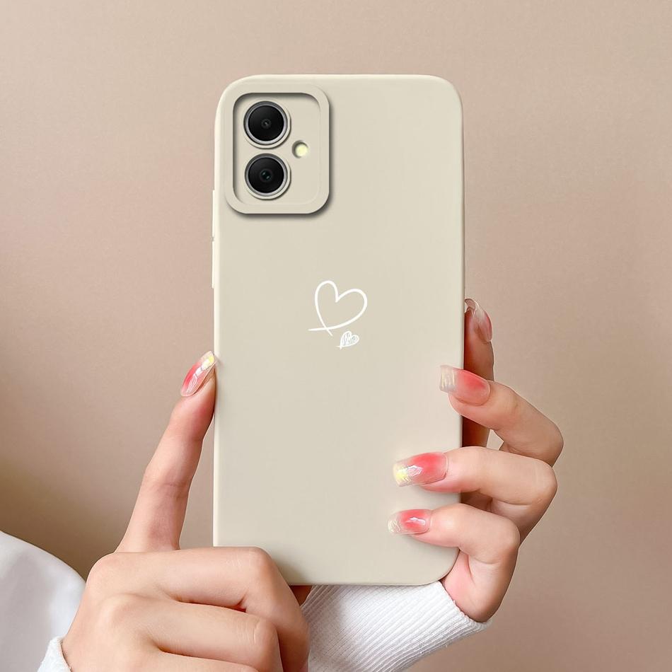 For Samsung Galaxy A06 Phone Case Heart-Butterfly Funda For Samsung A 06 Back Cover Camera Protection Liquid Silicone Bumper