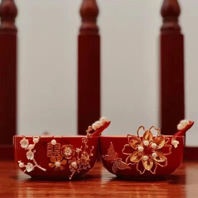 Tying the Knot Ceramic Wedding Tea Cups with Lids - DIY Handmade Decoration