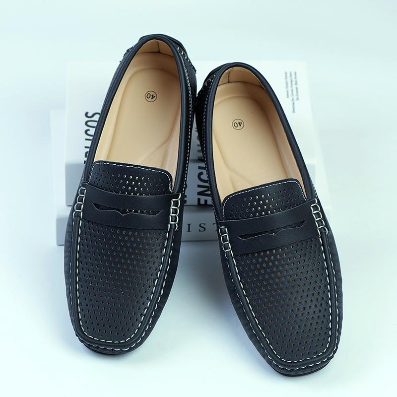 

Fashionable Summer New Soft Soled Non Slip Casual Leather Shoes Luxury Brand Men s Breathable Hollowed Out Outdoor Driving Shoes 46