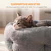 Cat Bed, Reversible Dog Pet Bed for Indoor Cats and Small Dogs, Round Bed with Supportive Bolster, Dark Grey