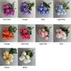 Multicolor Rose Artificial Flower 9 Heads Silk Petal Faux Rose Green Leaves Desktop Ornament Flower Bouquet Home Decoration