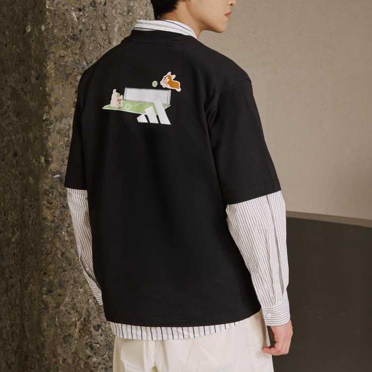Adidas SS25 Sports Lifestyle Series Logo Print Simple Casual Fashion Comfortable Crew Neck Short Sleeve T-Shirt Unisex T-Shirts Black JZ3263