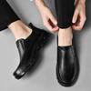 Men's Large Size Leather Loafers - Outdoor, Casual, Slip-On, Spring Low-Top Dad Shoes