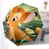 Bambi, Flowers Automatic Opening and Closing Umbrella - 8 Ribs Portable Folding Umbrella with Plastic Handle, Suitable for Leisure and Hallo