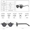 Fashion Small Round Punk Double Bridges Women Sunglasses Retro Flip Lens Shades UV400 Men Rivets Sun Glasses