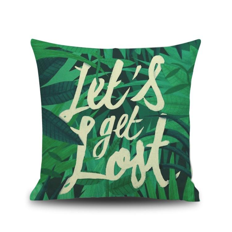 Small Fresh Green Abstract Animal Digital Printed Linen Pillow Nap Office Cushion Pillow Cover