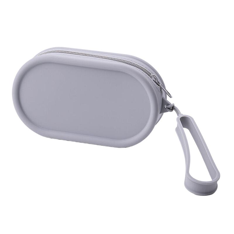 Portable Silicone Coin Purse Waterproof Zipper Travel Pouch Large Capacity Solid Color Earphone Bag Students