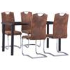 Day and Night - Day and Night Dining Set 5 Pieces Brown Artificial Suede Leather