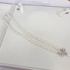 Collana di Perle d'Acqua Dolce Rotonde 5,5-6MM con Chiusura in Argento S925 e Chiusura a Farfalla con Perla Singola 7-8MM