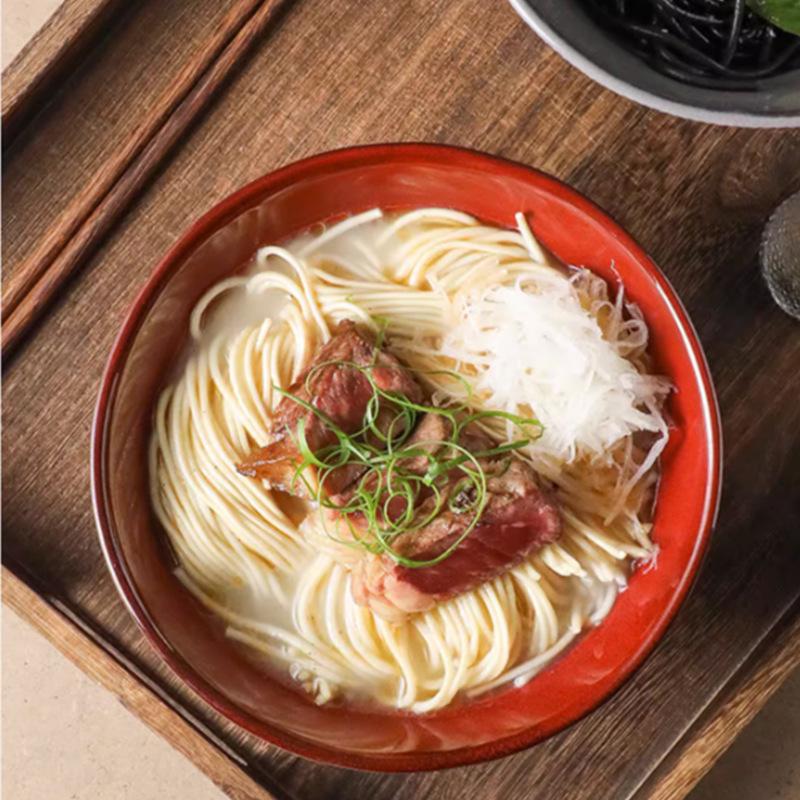Retro Solid Color Large Ceramic Noodle Bowl - Creative Soup Bowl for Home or Noodle Shop