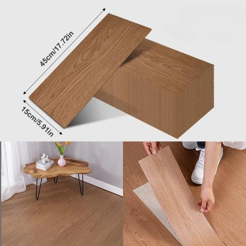 32pcs Self-adhesive Waterproof Wood Grain Floor Sticker 45cm Wood Grain Wallpaper PVC Vinyl Floor Sticker Home Office Decor 32pcs