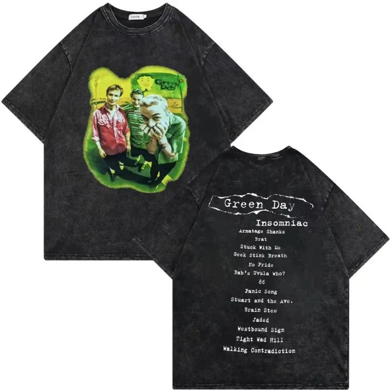 

Rock Band Green Day Tour Merch T Shirt Men Women Clothing Casual Short Sleeve T-Shirts Fashion Rock Vintage Washed T-Shirt S