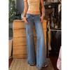 Low Rise Washed Flare Jeans Women Y2K Casual Straight Leg Wide Pants Ins Style